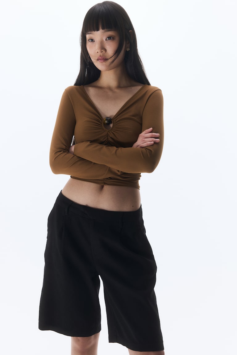 H&M Bermudas En Mezcla De Lino - Beige Claro - MUJER