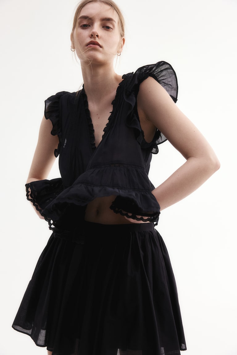 H&M Blusa con jaretas - Negro - MUJER