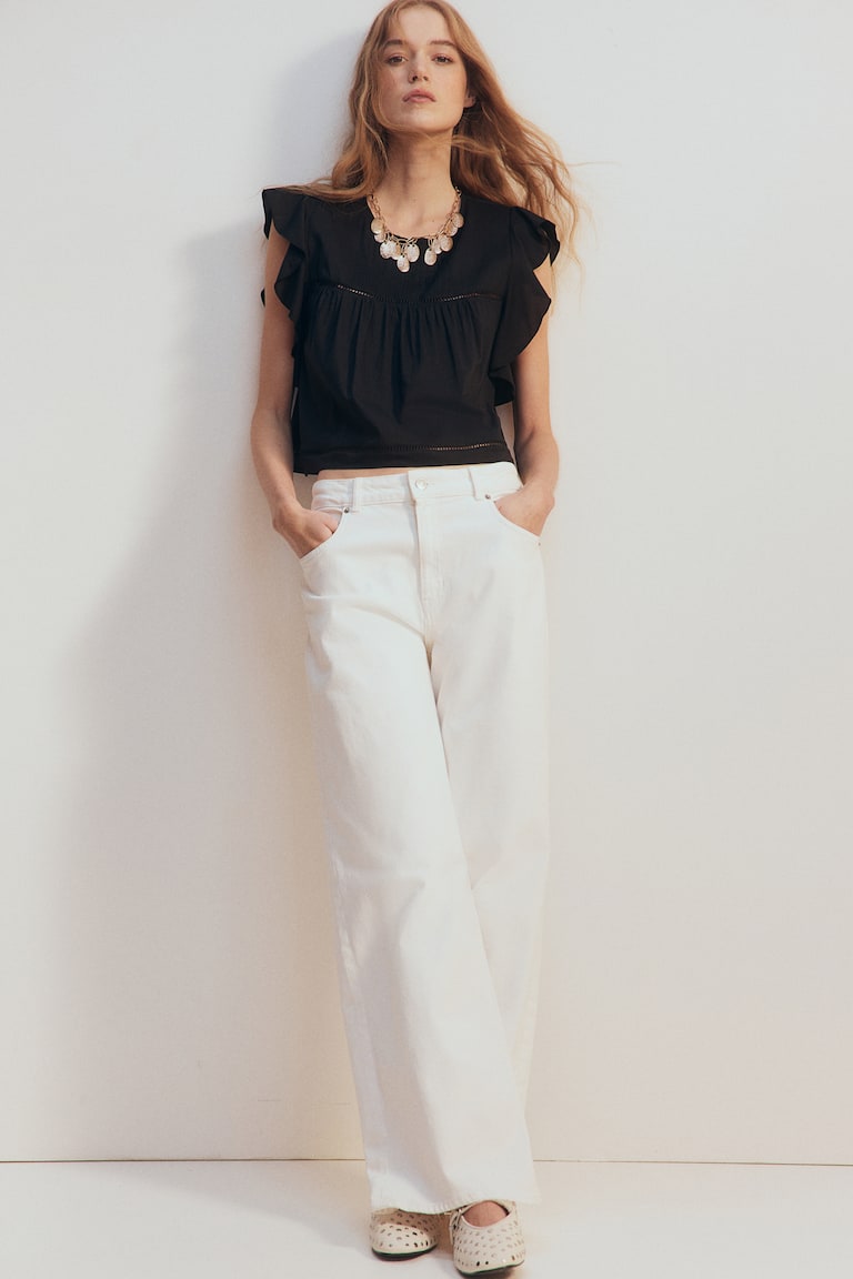 H&M Blusa Con Manga Circular - Negro - MUJER