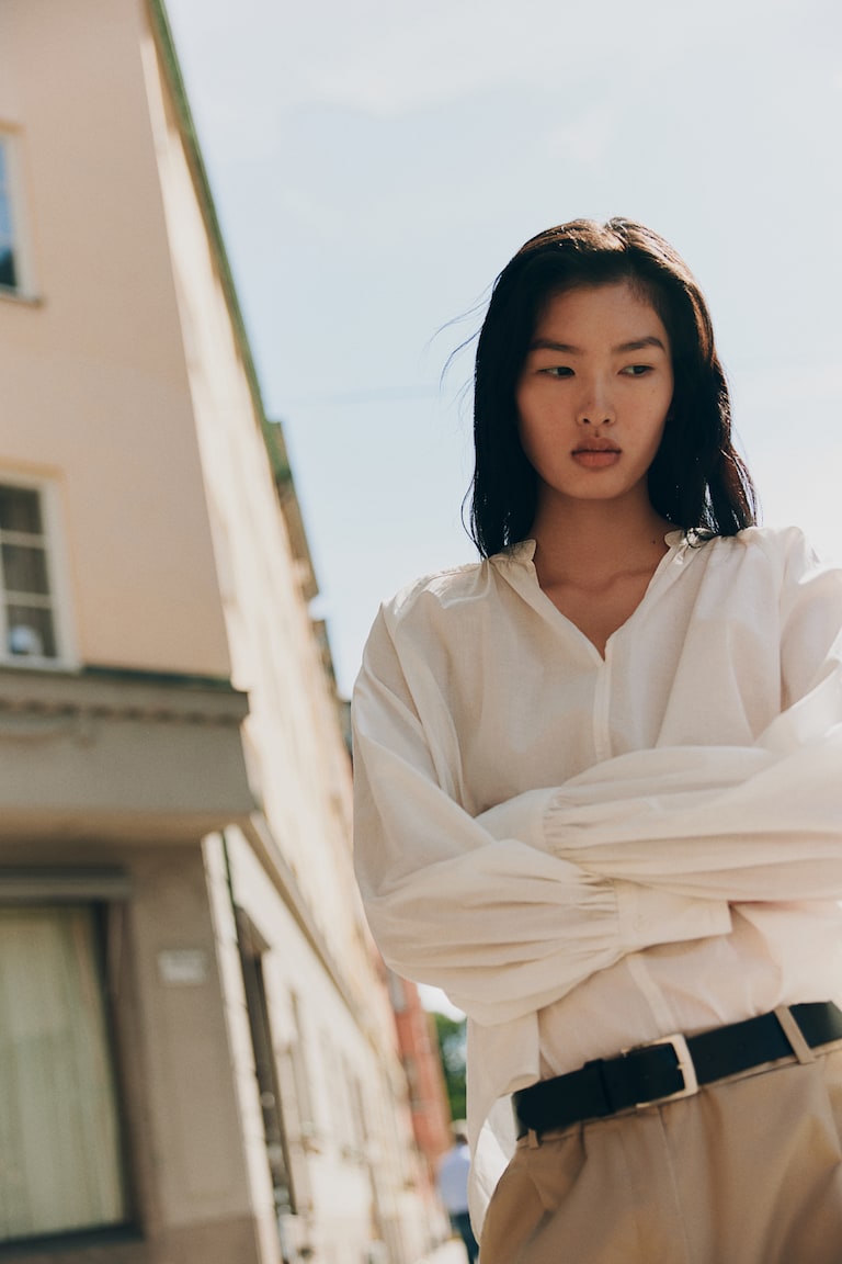 H&M Blusa Con Mangas Globo - Negro - MUJER