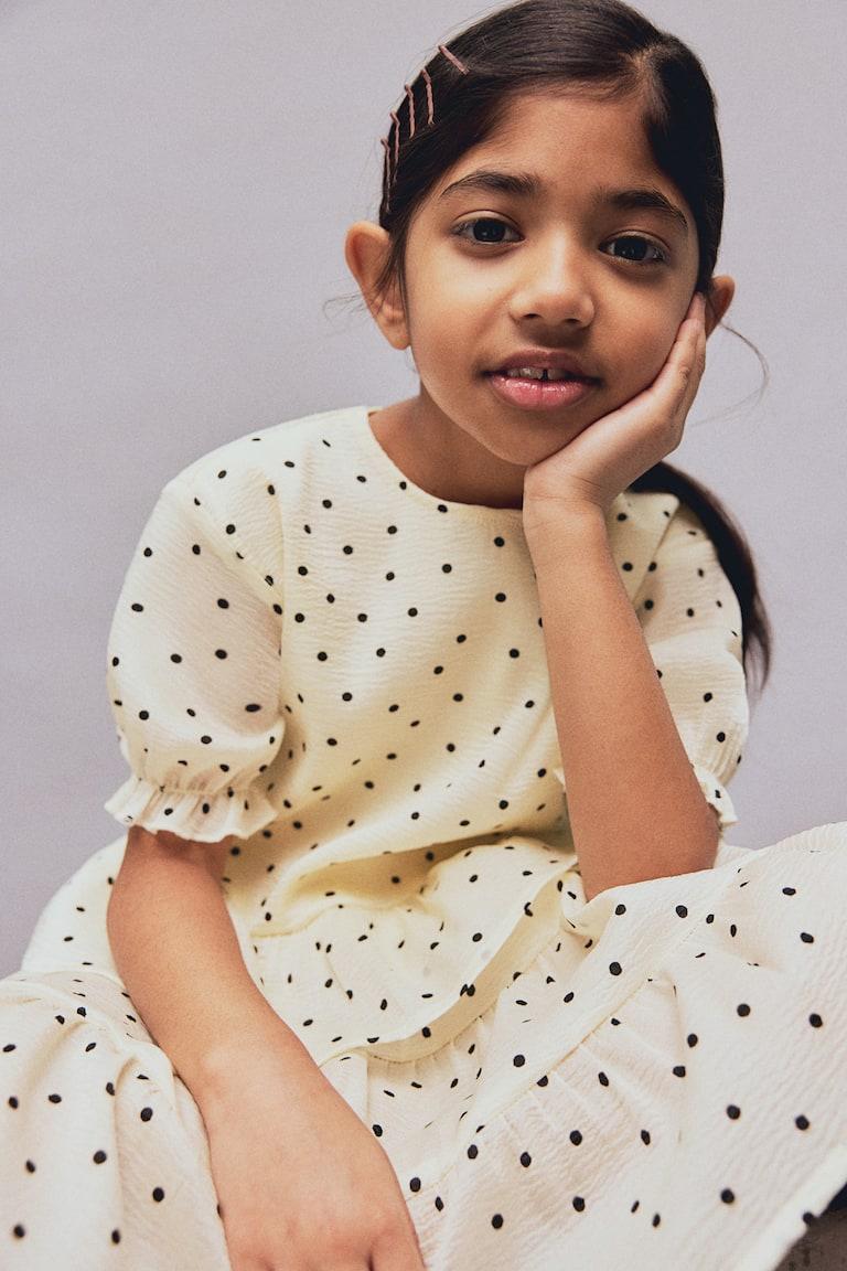 H&M Blusa con peplo - Amarillo claro/Lunares - NIÑOS