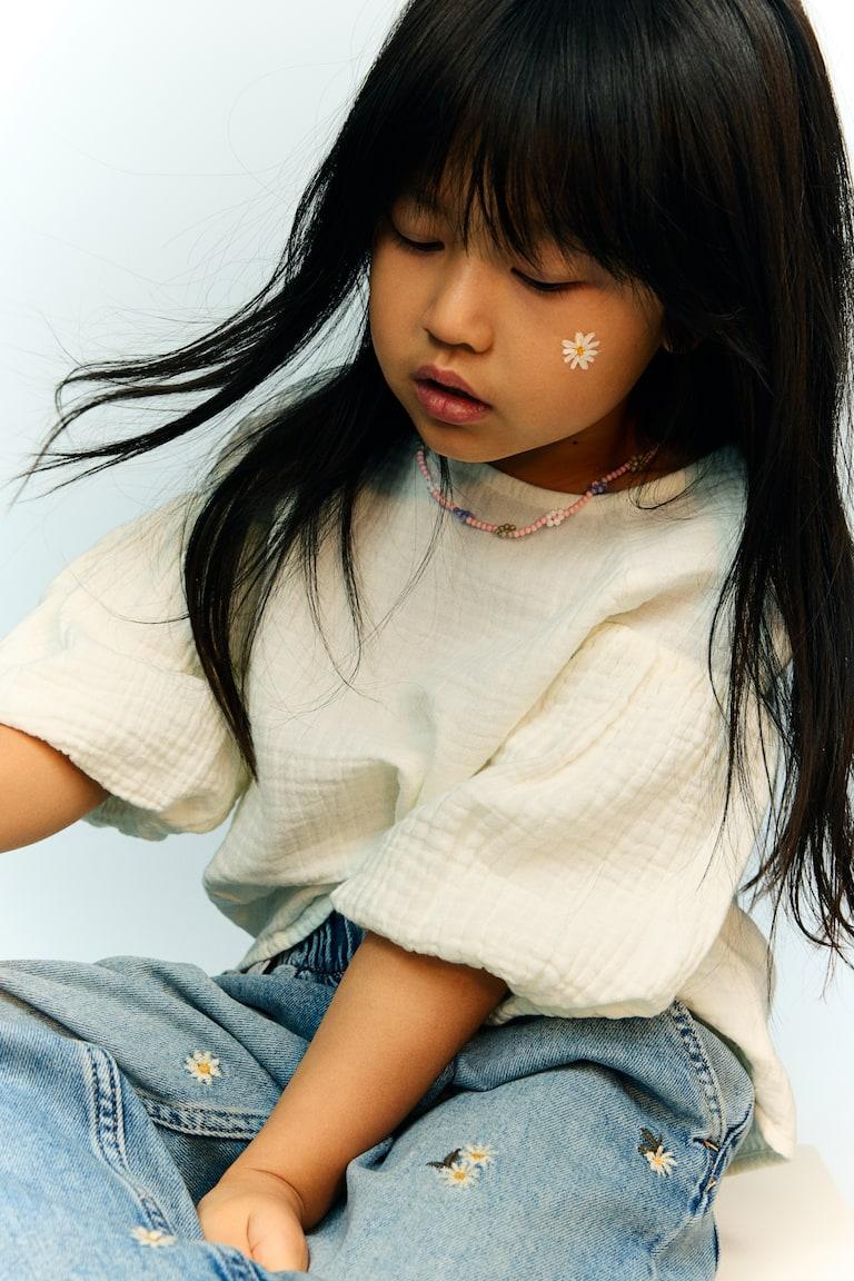 H&M Blusa En Muselina De Algodón - Azul Claro - NIÑOS