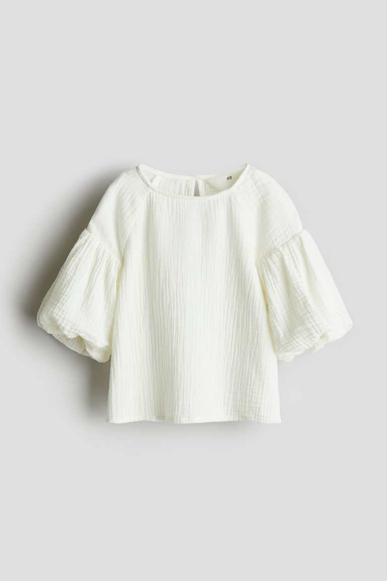 H&M Blusa En Muselina De Algodón - Blanco - NIÑOS