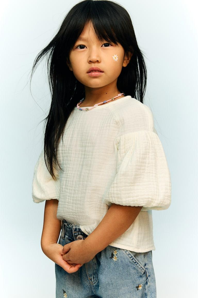 H&M Blusa en muselina de algodón - Blanco - NIÑOS
