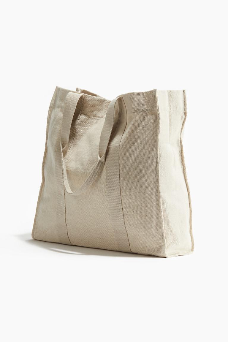 H&M Bolso Shopper De Lona - Blanco Natural - HOMBRE