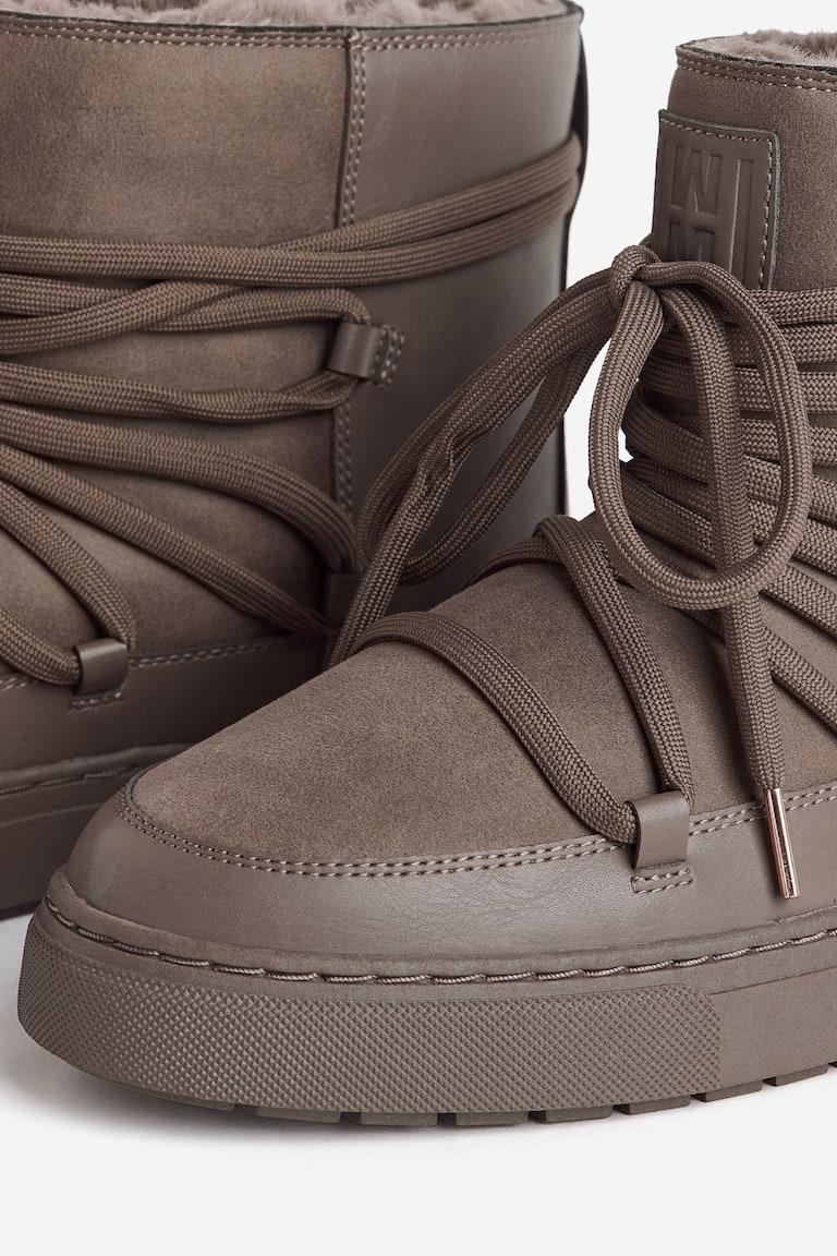 H&M Botas Acolchadas Con Cordones - Negro - MUJER