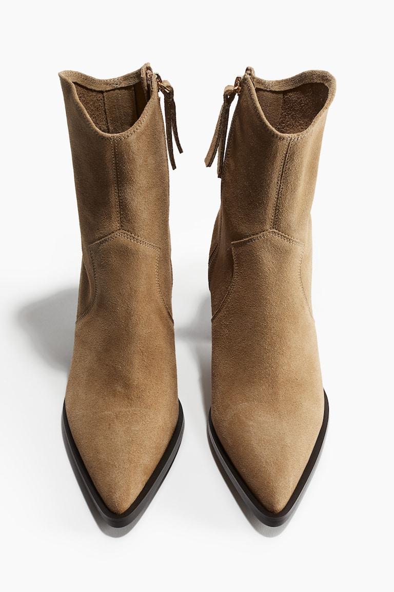 H&M Botines Cowboy De Piel - Beige Oscuro - MUJER