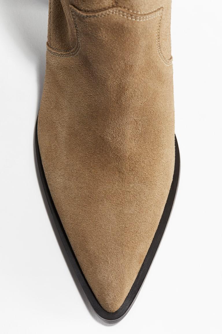 H&M Botines Cowboy De Piel - Beige Oscuro - MUJER