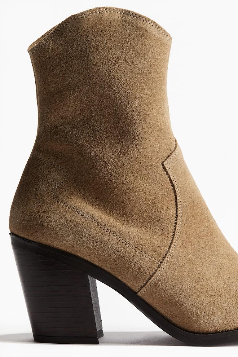 H&M Botines Cowboy De Piel - Beige Oscuro - MUJER