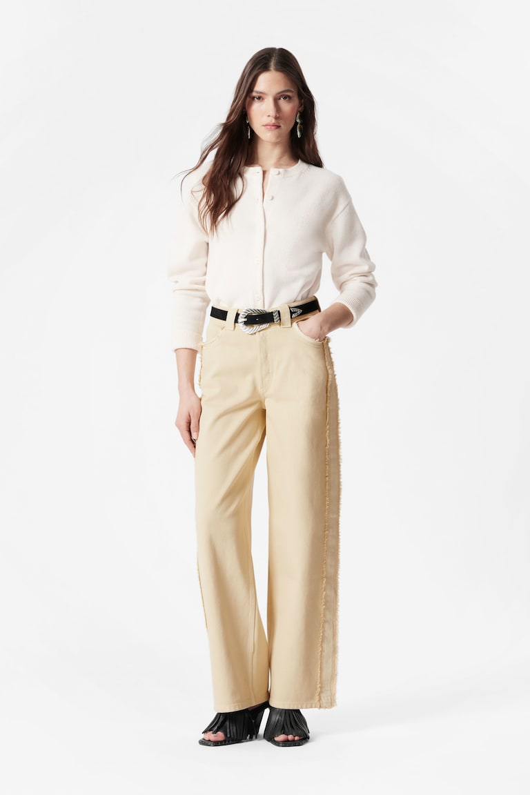 H&M Boxy Merino Wool Cardigan - Cream - MUJER