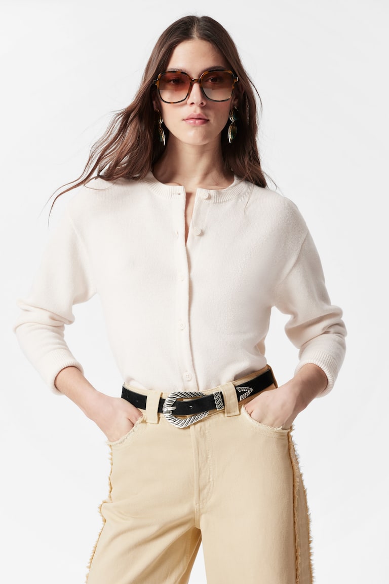 H&M Boxy Merino Wool Cardigan - Topo - MUJER