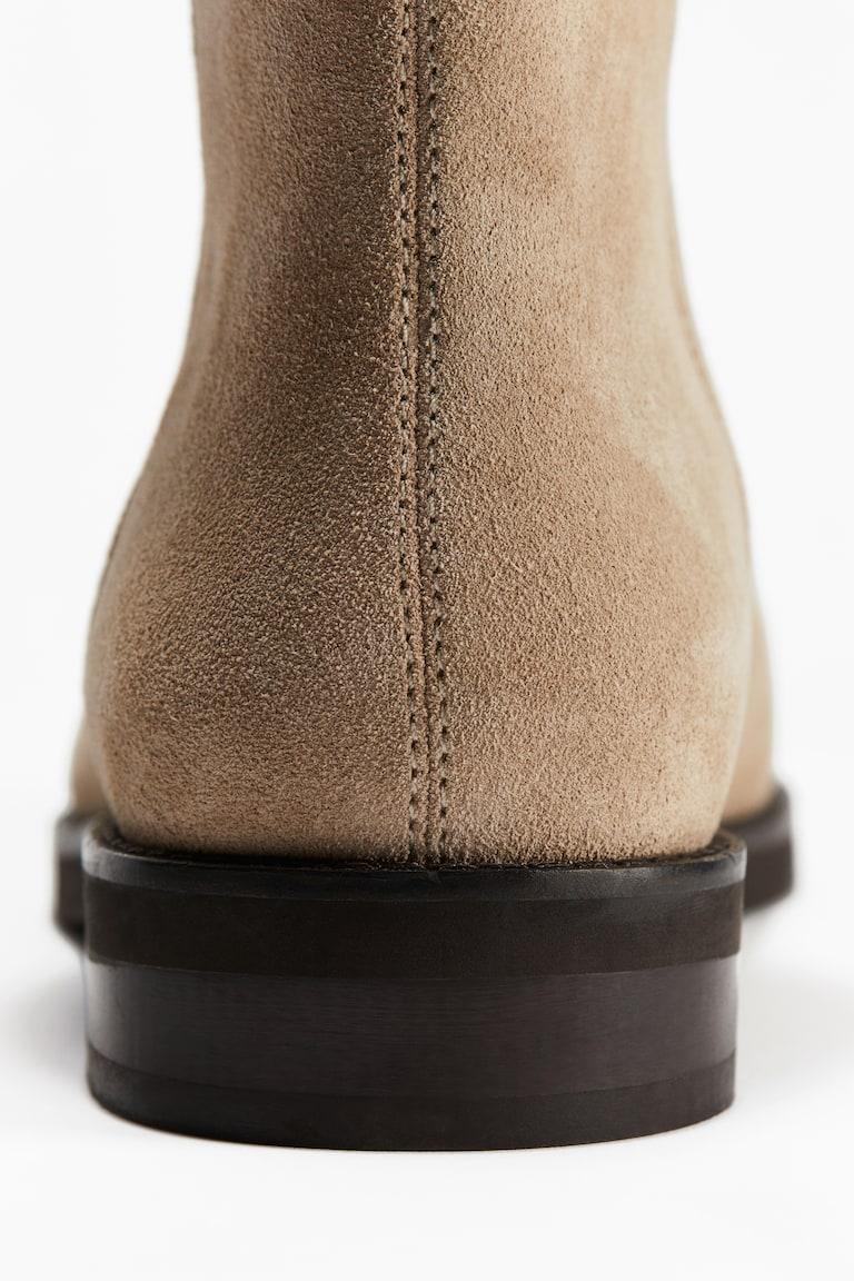H&M Calf-high Leather Boots - Beige - MUJER