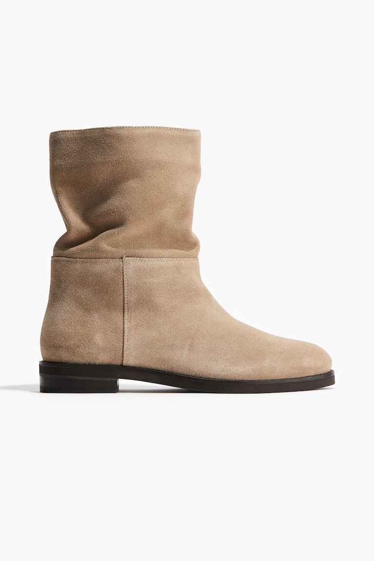 H&M Calf-high leather boots - Beige - MUJER
