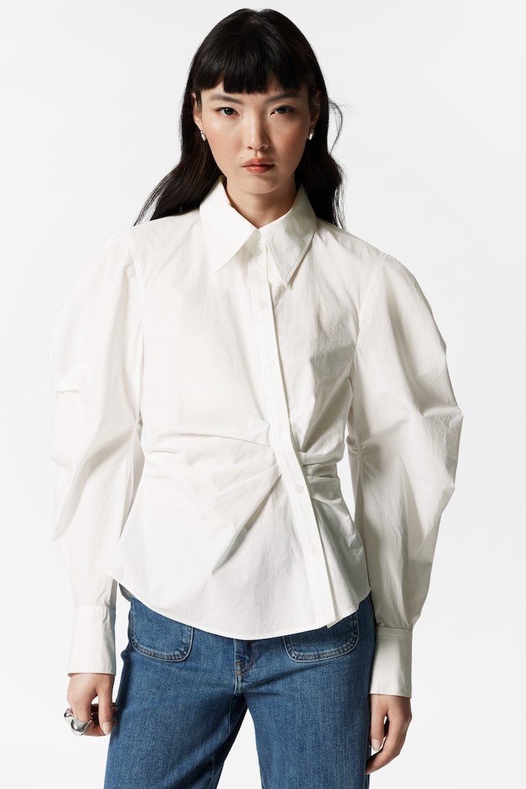 H&M Camisa Asimétrica De Algodón - Blanco - MUJER