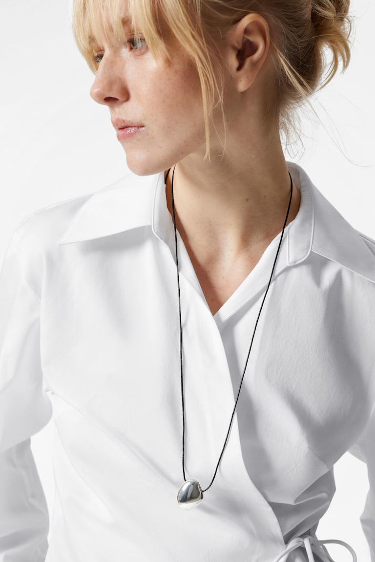 H&M Camisa De Lazo Cruzado - Blanco - MUJER