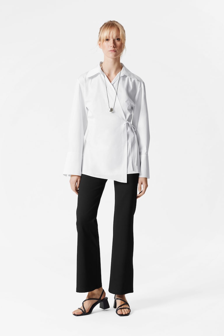 H&M Camisa De Lazo Cruzado - Blanco - MUJER