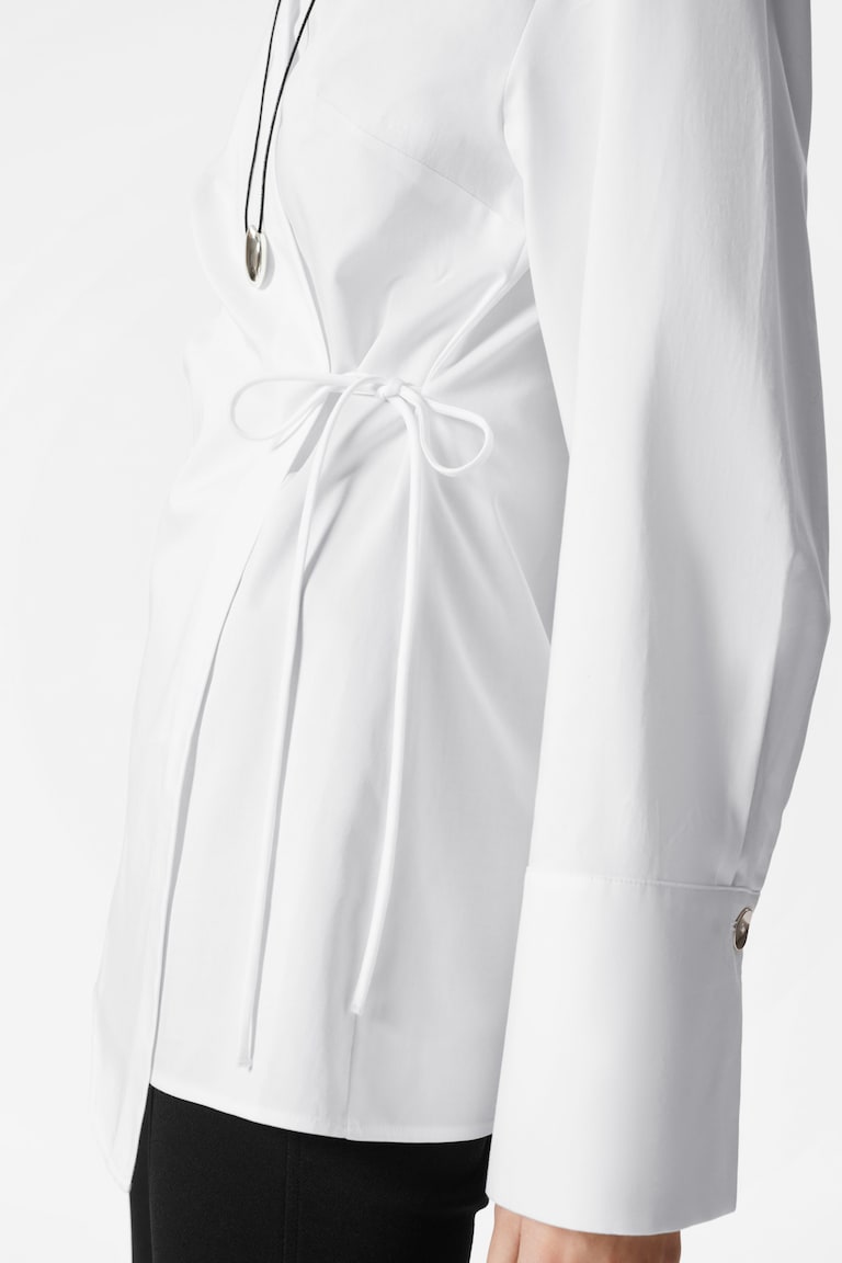 H&M Camisa De Lazo Cruzado - Blanco - MUJER