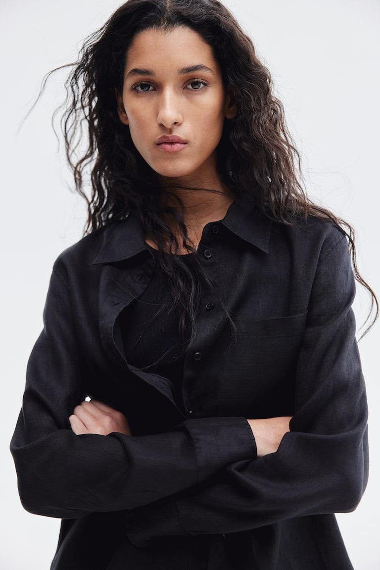 H&M Camisa De Lino - Blanco - MUJER