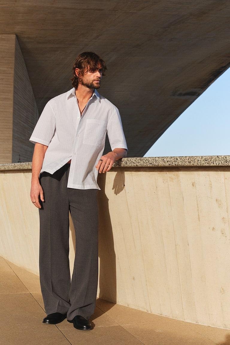 H&M Camisa de manga corta Regular Fit - Beige - HOMBRE