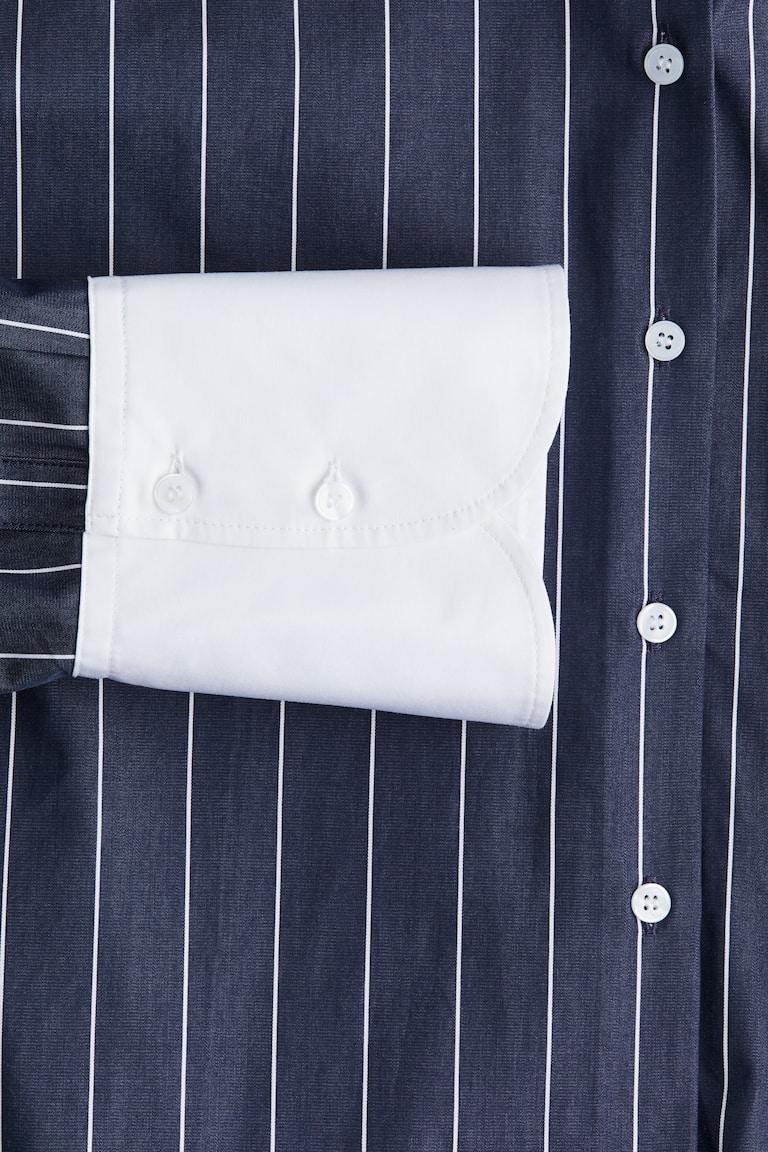 H&M Camisa De Popelina - Azul Marino/Rayas - MUJER