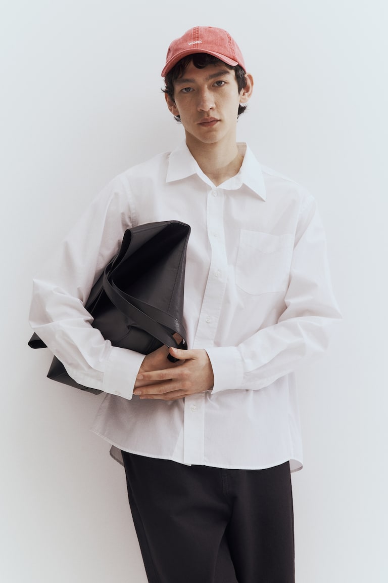 H&M Camisa De Popelina Regular Fit - Blanco - HOMBRE