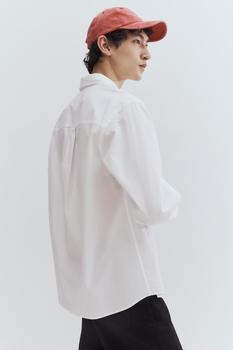 H&M Camisa De Popelina Regular Fit - Blanco - HOMBRE