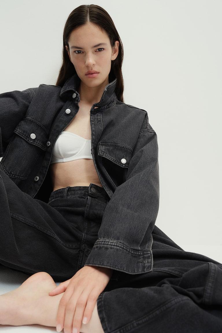 H&M Camisa Denim Oversize - Azul Denim - MUJER