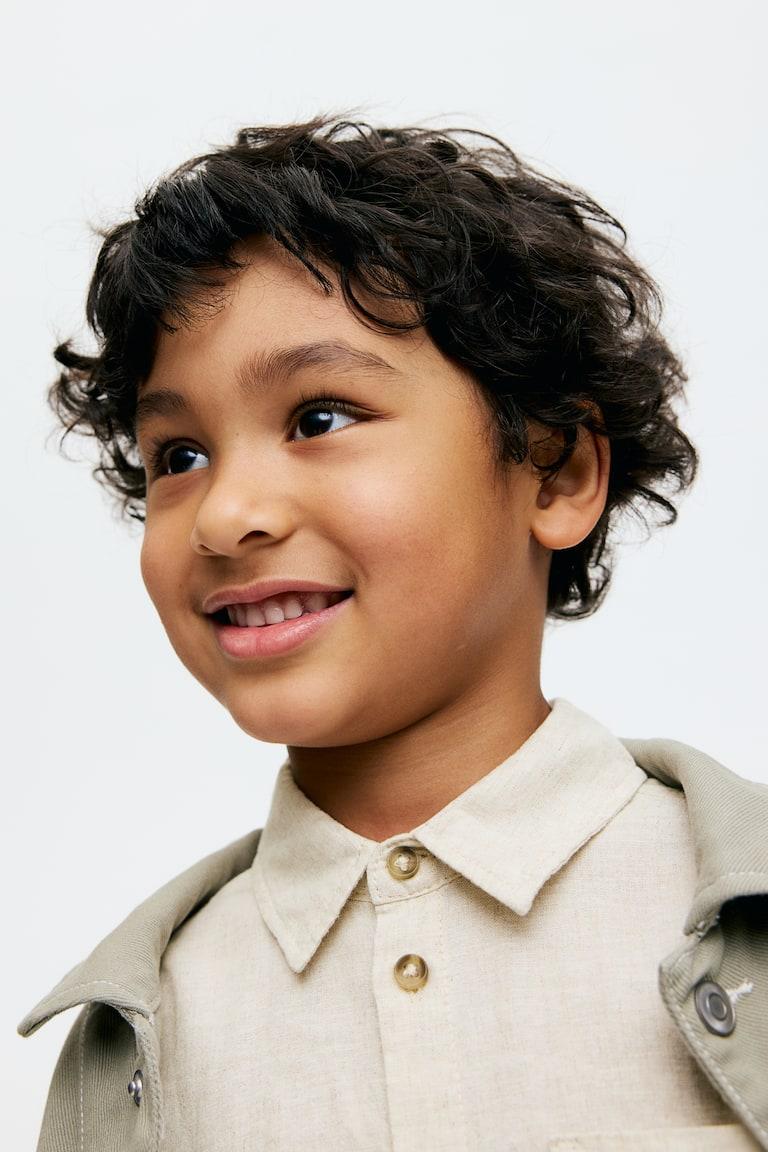 H&M Camisa En Mezcla De Lino - Beige Claro - NIÑOS