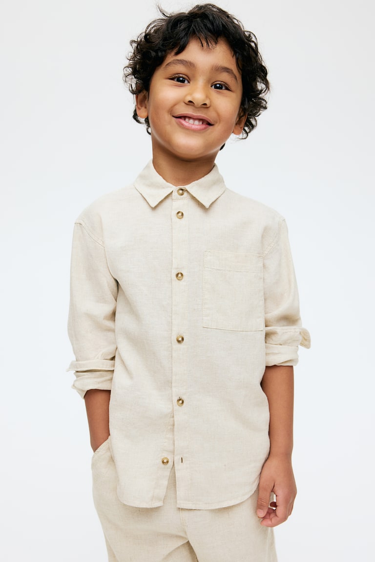 H&M Camisa en mezcla de lino - Blanco - NIÑOS