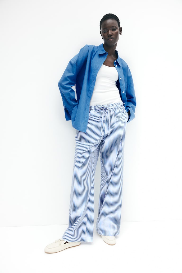 H&M Camisa Oversize En Mezcla De Lino - Azul - MUJER