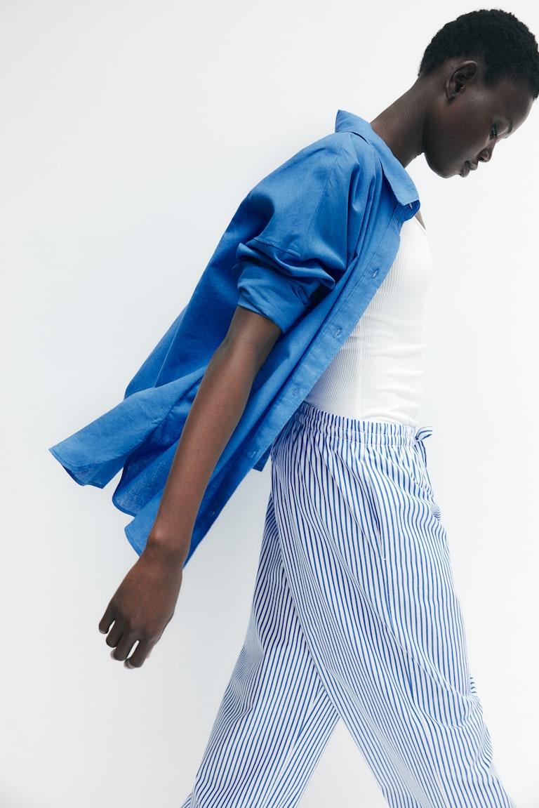 H&M Camisa oversize en mezcla de lino - Azul - MUJER