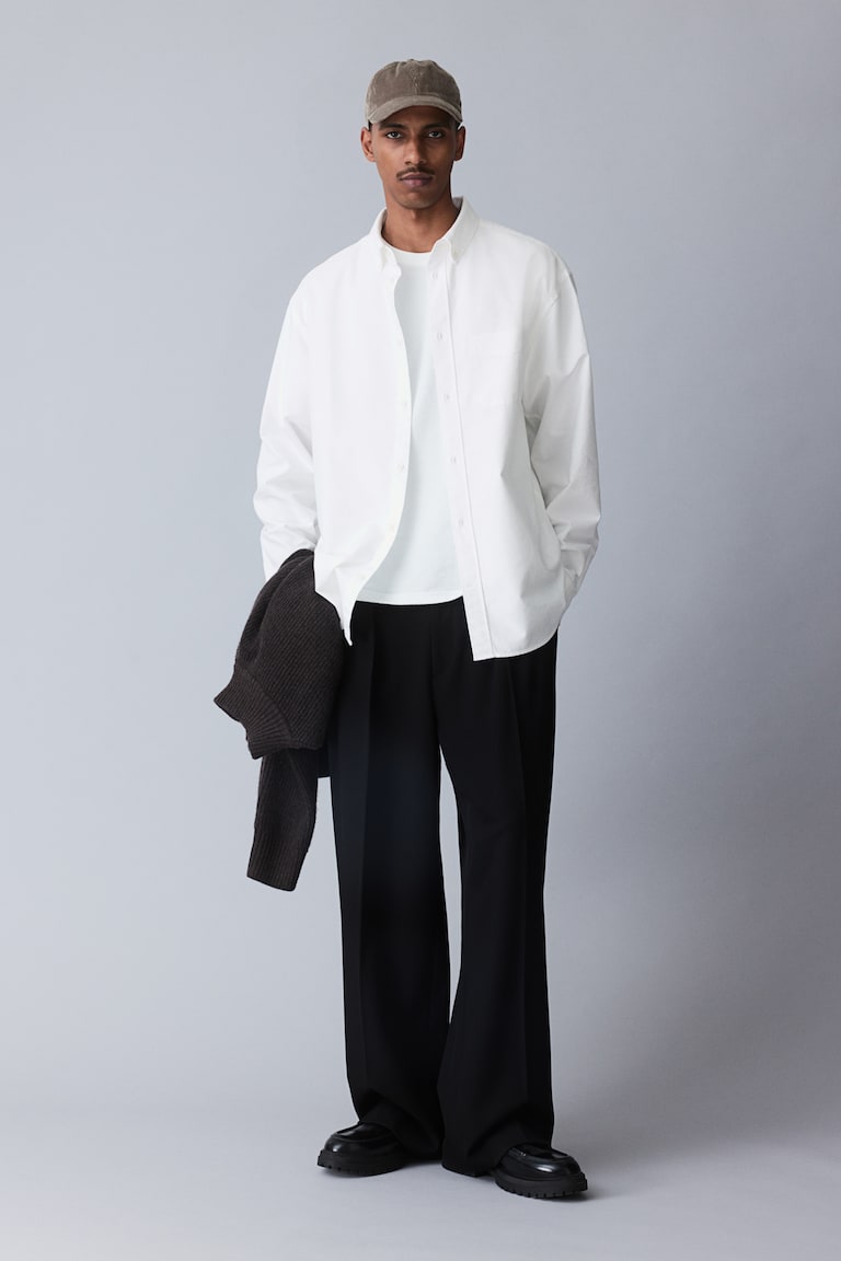 H&M Camisa Oxford Regular Fit - Negro - HOMBRE