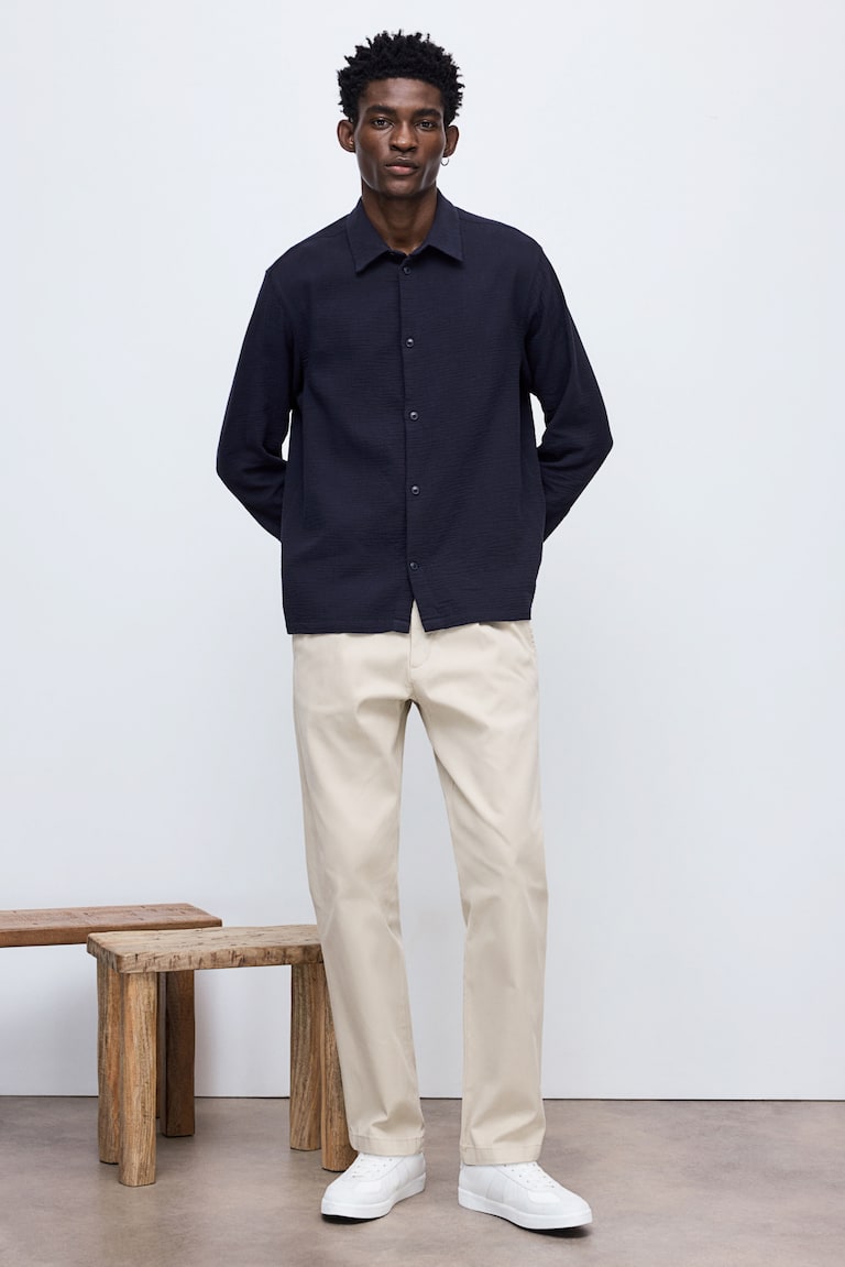 H&M Camisa Regular Fit - Azul Marino - HOMBRE