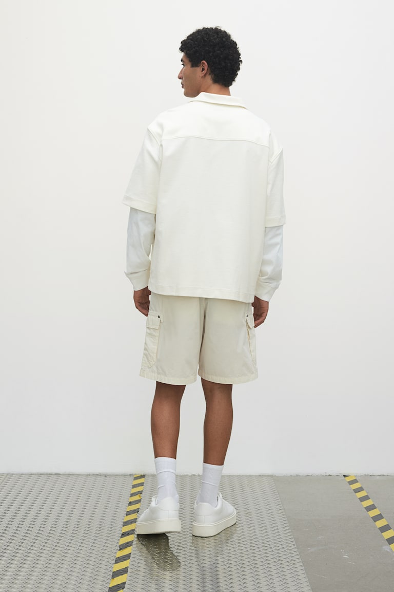 H&M Camisa Resort Cepillada Loose Fit - Crema - HOMBRE