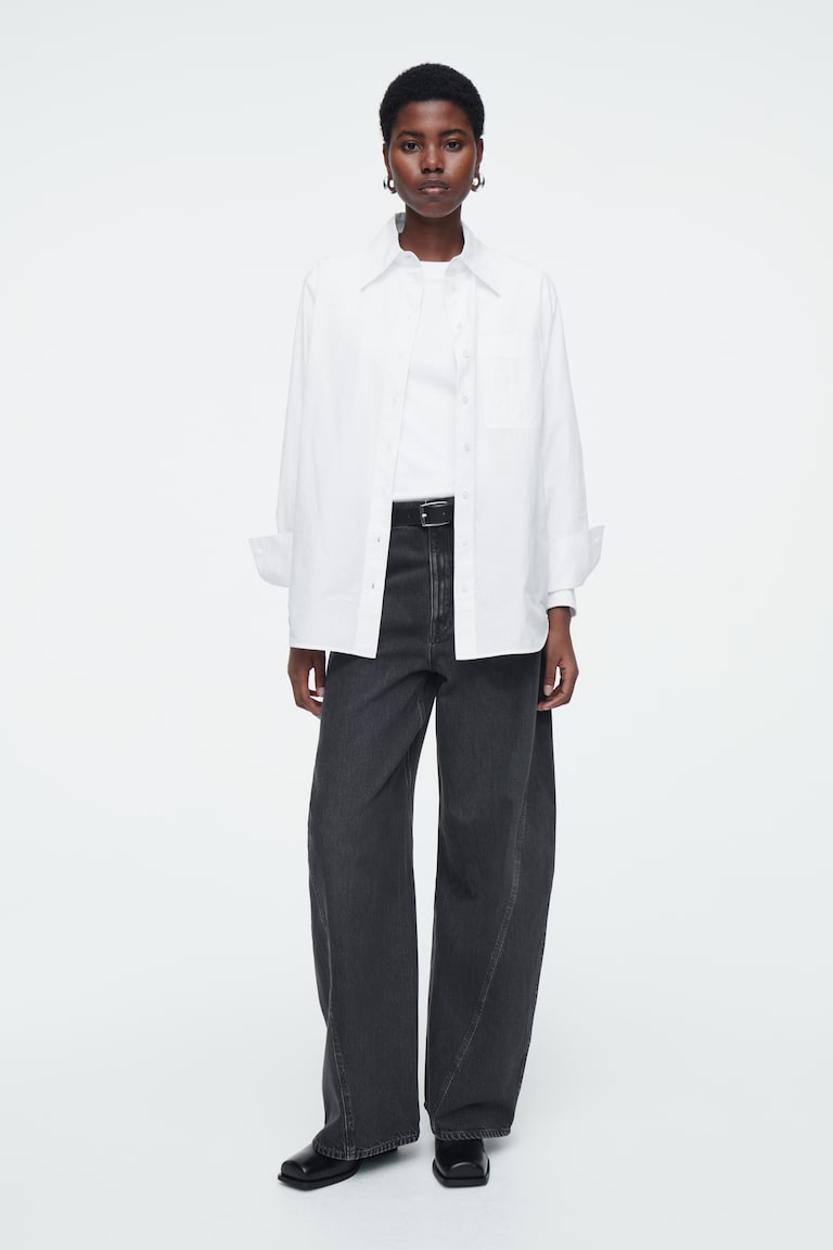 H&M CAMISA SASTRE OVERSIZE - AZUL CLARO - MUJER