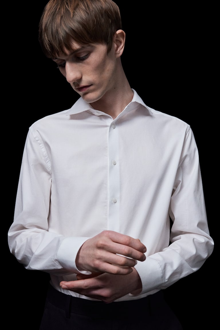 H&M Camisa Slim Fit - Blanco - HOMBRE