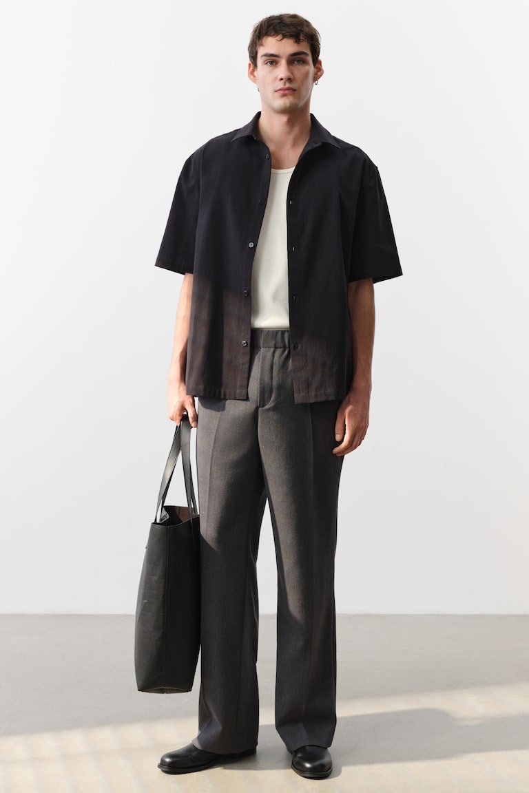 H&M Camisa Texturizada Regular Fit - Negro - HOMBRE