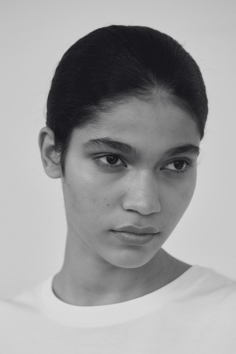 H&M Camiseta De Algodón - Gris Claro Jaspeado - MUJER