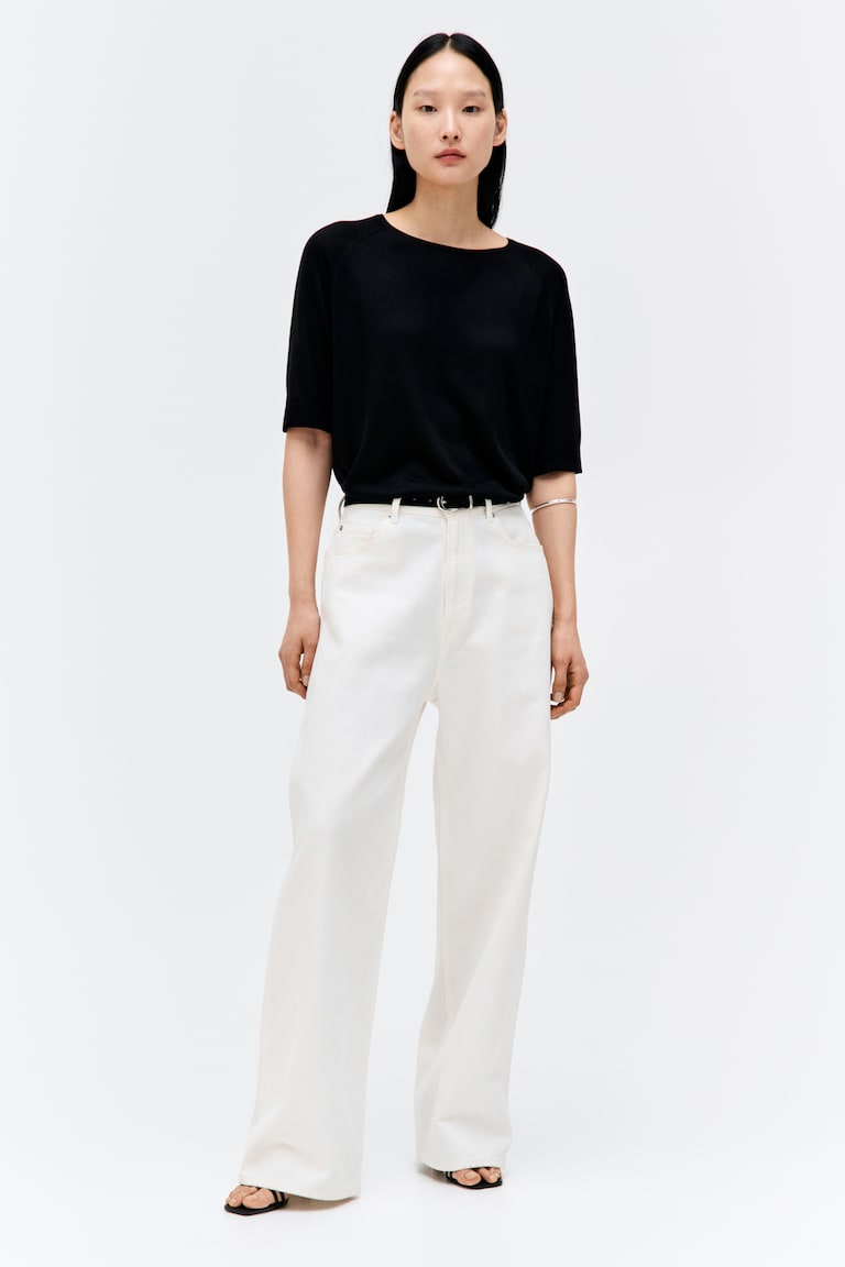 H&M Camiseta De Punto - Crema - MUJER