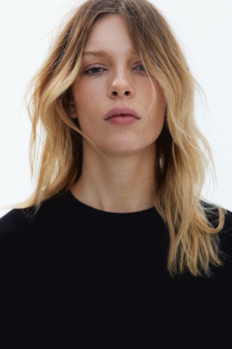 H&M Camiseta Interlock Boxy - Blanco - MUJER