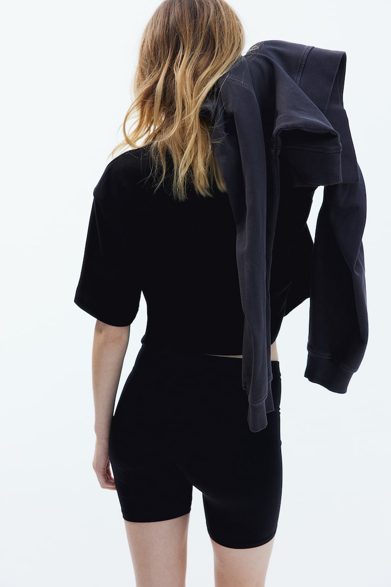 H&M Camiseta Interlock Boxy - Blanco - MUJER