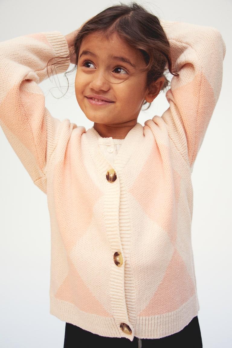 H&M Cárdigan con cuello de pico - Crema/Rayas - NIÑOS