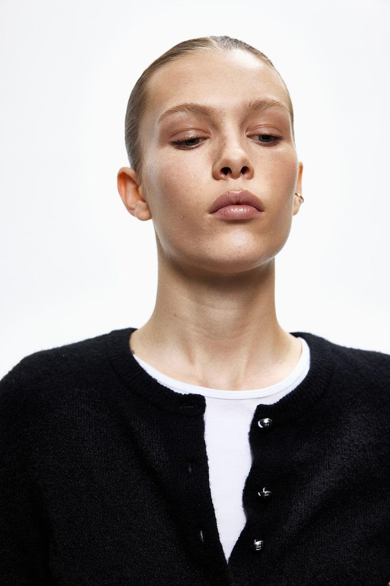 H&M Cárdigan De Punto - Gris Oscuro Jaspeado - MUJER