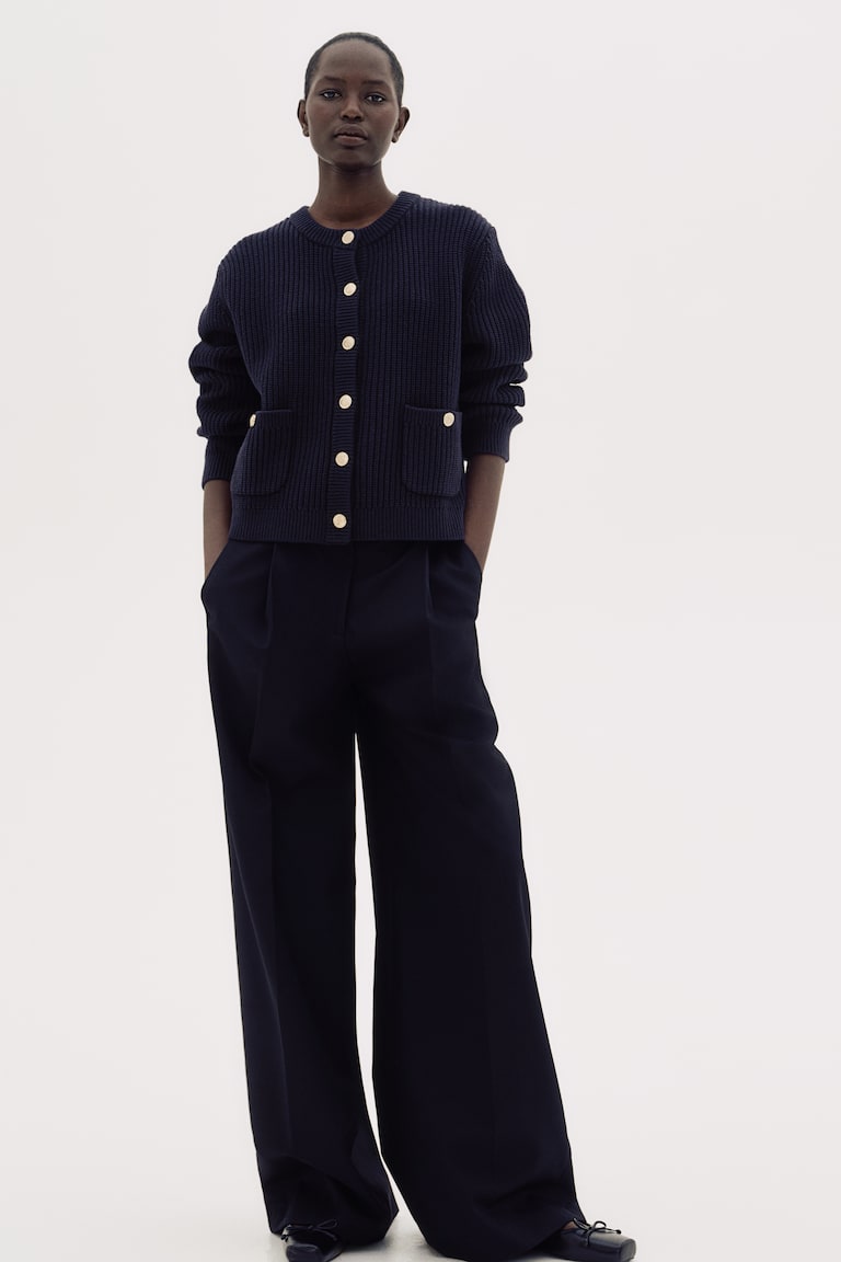 H&M Cárdigan En Punto De Canalé - Crema - MUJER