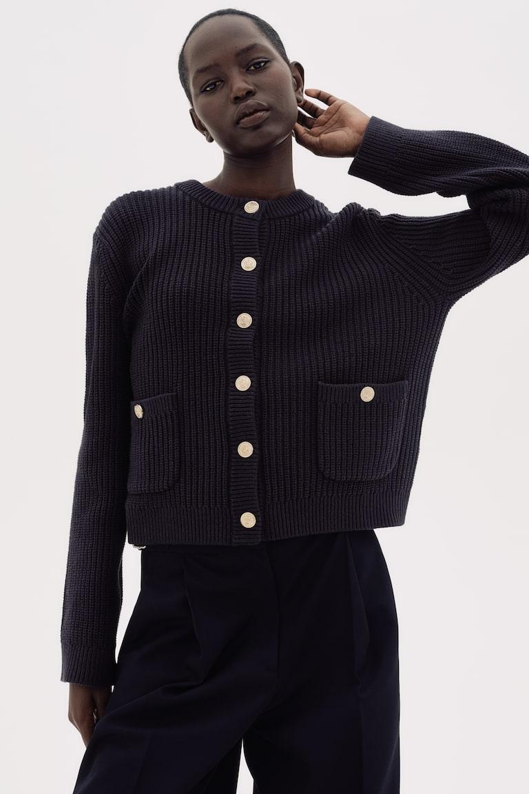 H&M Cárdigan En Punto De Canalé - Crema - MUJER