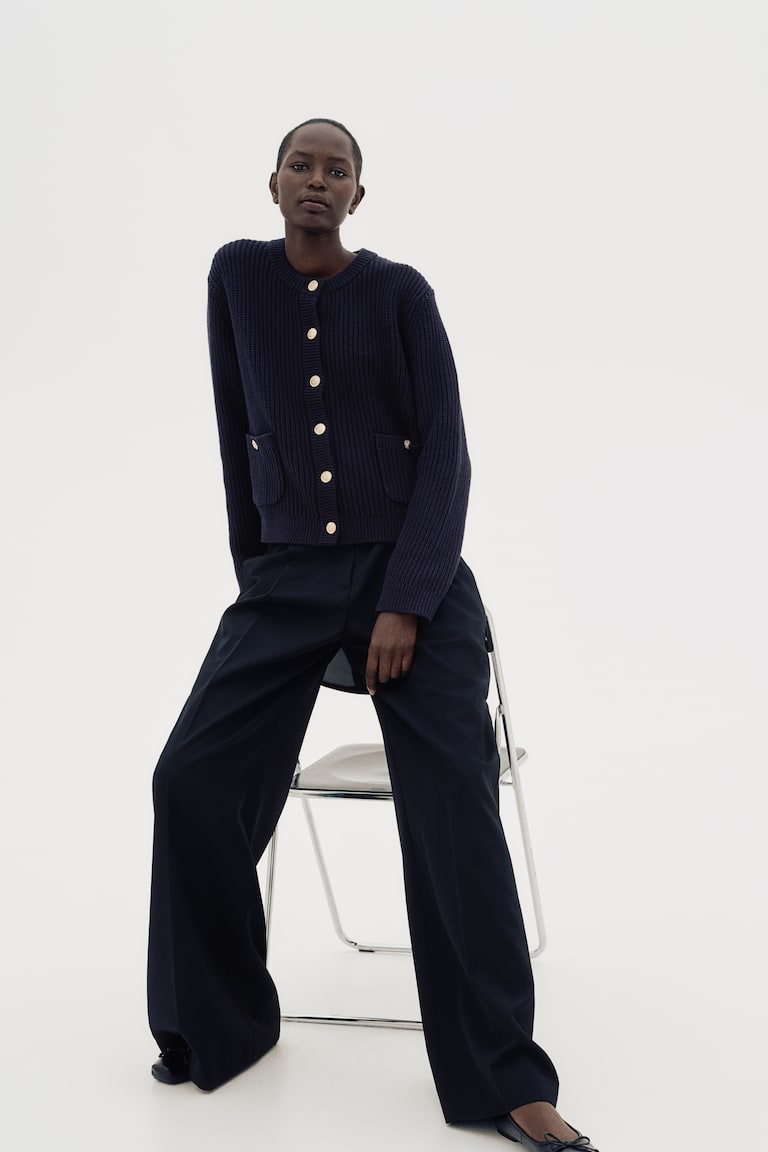 H&M Cárdigan en punto de canalé - Verde oscuro - MUJER