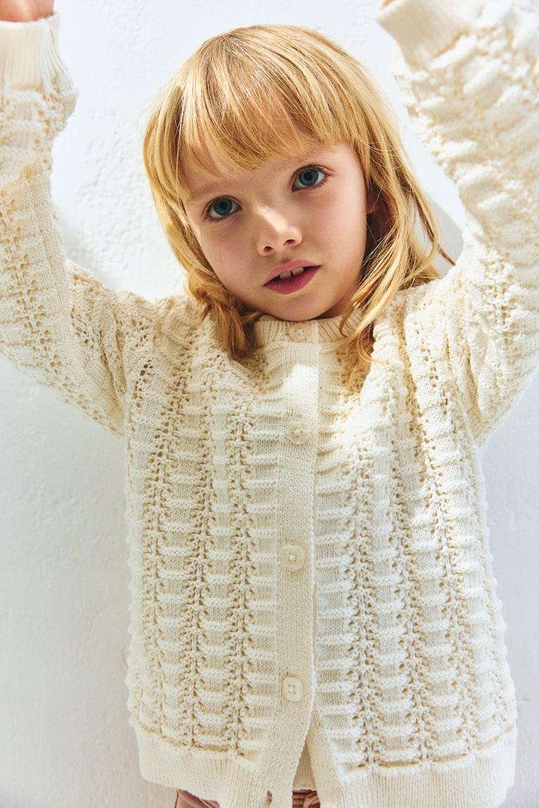 H&M Cárdigan En Punto Pointelle - Gris Oscuro - NIÑOS