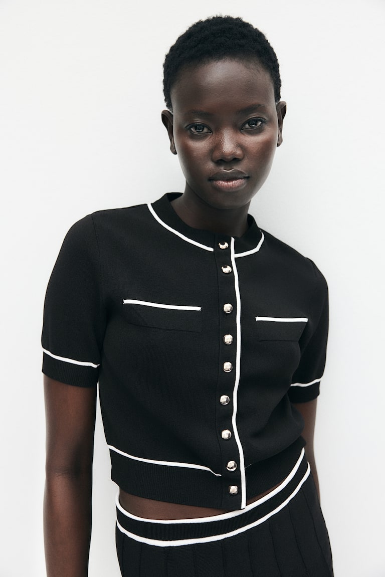 H&M Cárdigan En Punto Tupido - Negro - MUJER