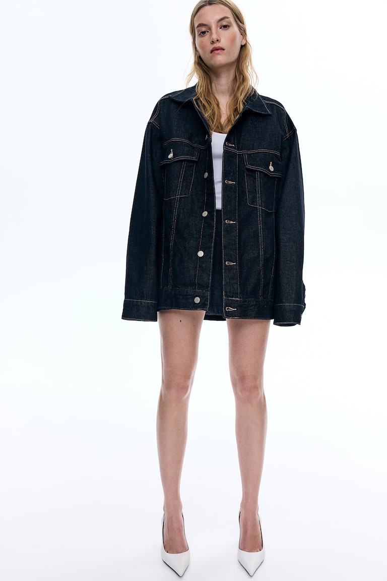 H&M Cazadora Denim Oversize - Azul Denim Claro - MUJER