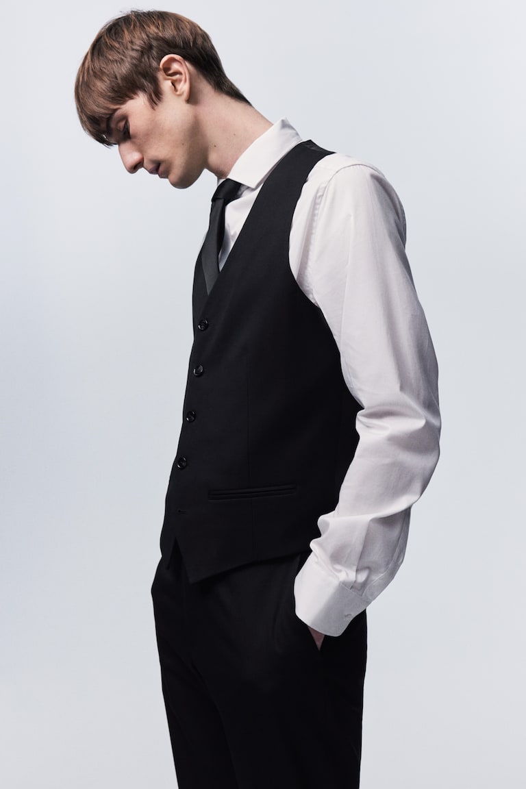 H&M Chaleco De Traje Slim Fit - Azul Marino - HOMBRE